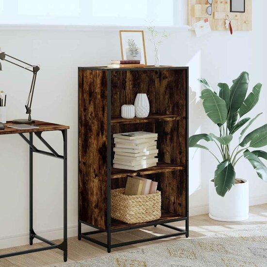 Boekenkast 60X35X107,5 Cm Bewerkt Hout Kleurig Gerookt Eiken 60 cm 107.5 cm