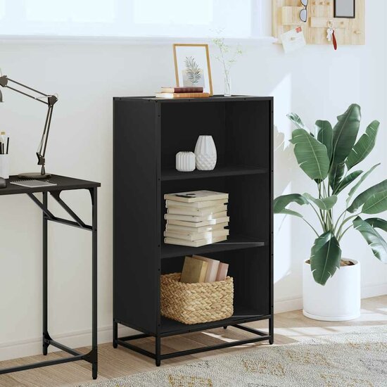 Boekenkast 60X35X107,5 Cm Bewerkt Hout Zwart 60 cm 107.5 cm
