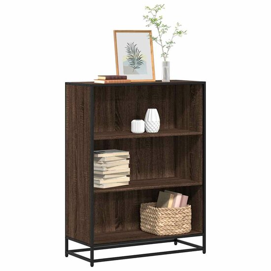 Boekenkast 80,5X35X107,5 Cm Bewerkt Hout Bruin Eikenkleur 80.5 cm 107.5 cm