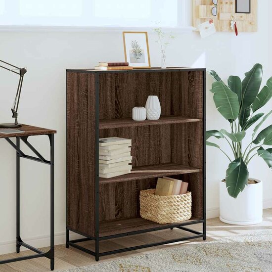 Boekenkast 80,5X35X107,5 Cm Bewerkt Hout Bruin Eikenkleur 80.5 cm 107.5 cm