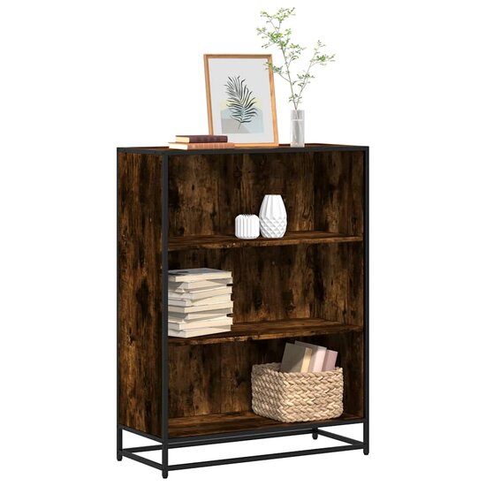 Boekenkast 80,5X35X107,5 Cm Bewerkt Hout Kleurig Gerookt Eiken 80.5 cm 107.5 cm