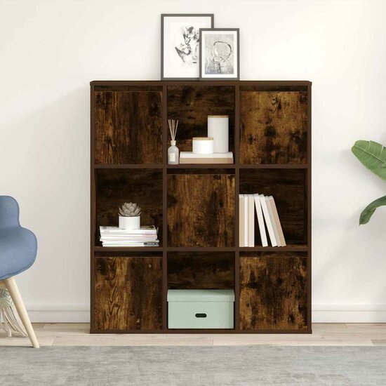 Boekenkast 89X24X101,5 Cm Bewerkt Hout Kleurig Gerookt Eiken 89 cm 101.5 cm