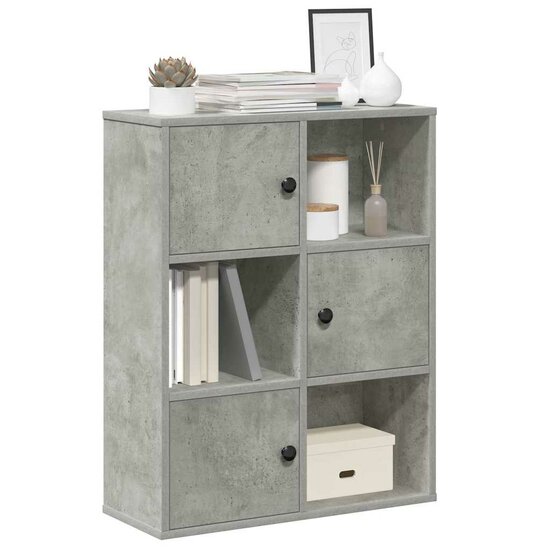Boekenkast 60X24X76,5 Cm Bewerkt Hout Betongrijs 60 cm 76.5 cm