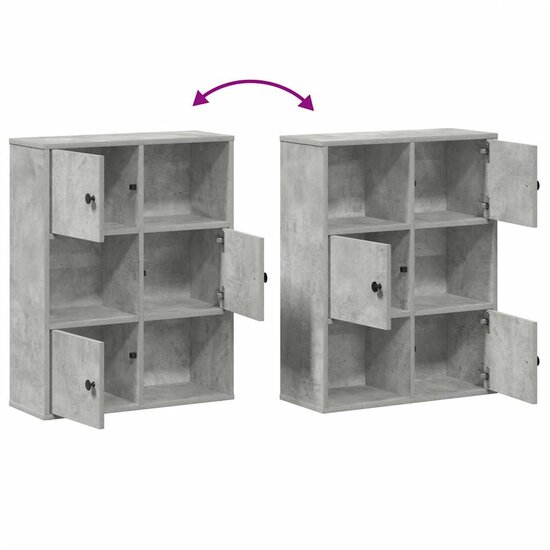 Boekenkast 60X24X76,5 Cm Bewerkt Hout Betongrijs 60 cm 76.5 cm