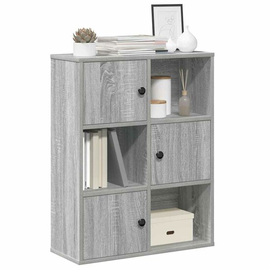 Boekenkast 60X24X76,5 Cm Bewerkt Hout Eikenkleurig Grijs Sonoma 60 cm 76.5 cm