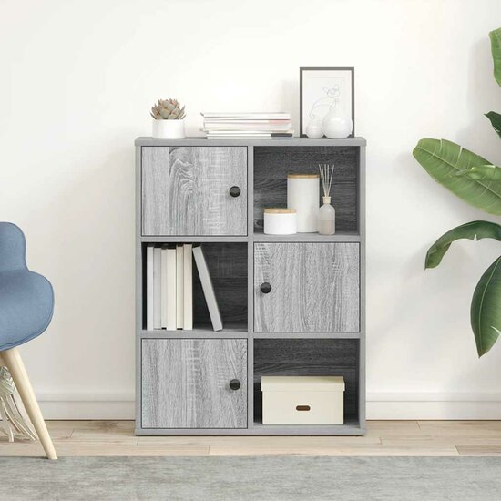 Boekenkast 60X24X76,5 Cm Bewerkt Hout Eikenkleurig Grijs Sonoma 60 cm 76.5 cm