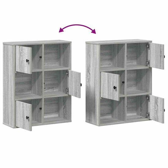 Boekenkast 60X24X76,5 Cm Bewerkt Hout Eikenkleurig Grijs Sonoma 60 cm 76.5 cm