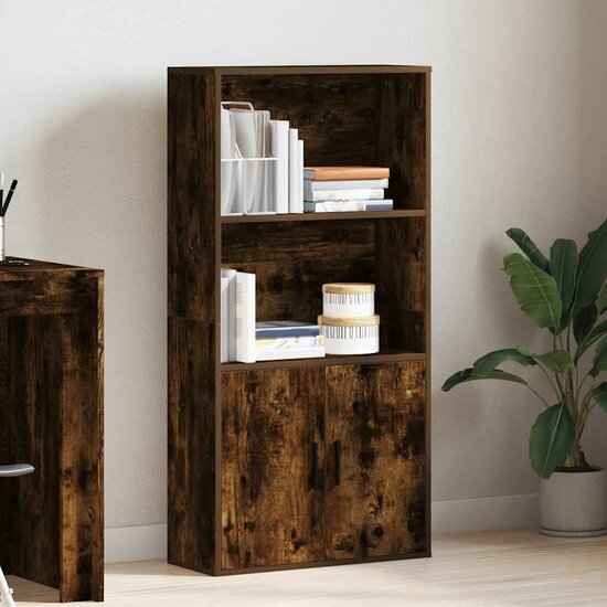 Boekenkast 60X24X Bewerkt Hout Kleurig 120 cm Gerookt eiken