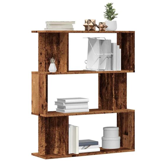 Boekenkast 80x24x96 cm bewerkt hout oud houtkleurig