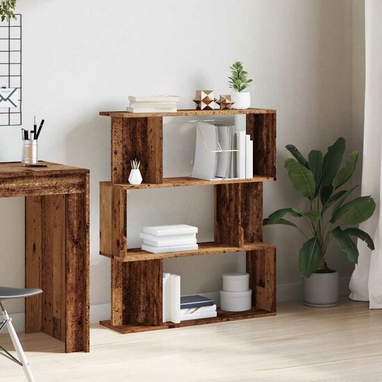 Boekenkast 80x24x96 cm bewerkt hout oud houtkleurig