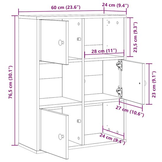 Boekenkast 60x24x76,5 cm bewerkt hout sonoma eikenkleurig
