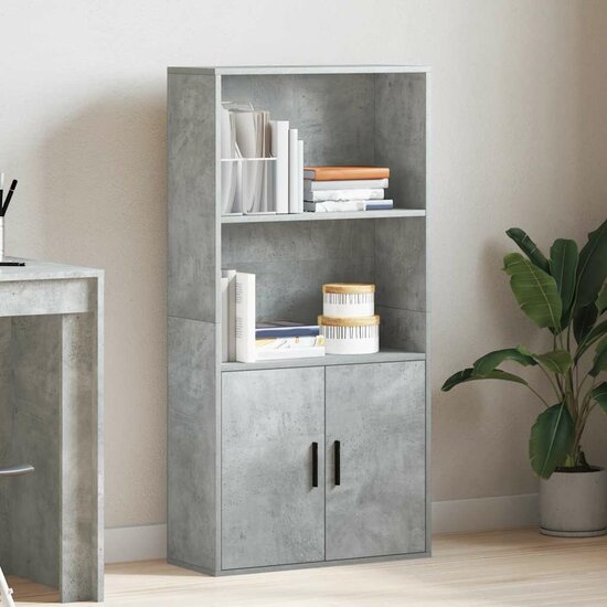 Boekenkast 60x24x120 cm bewerkt hout betongrijs