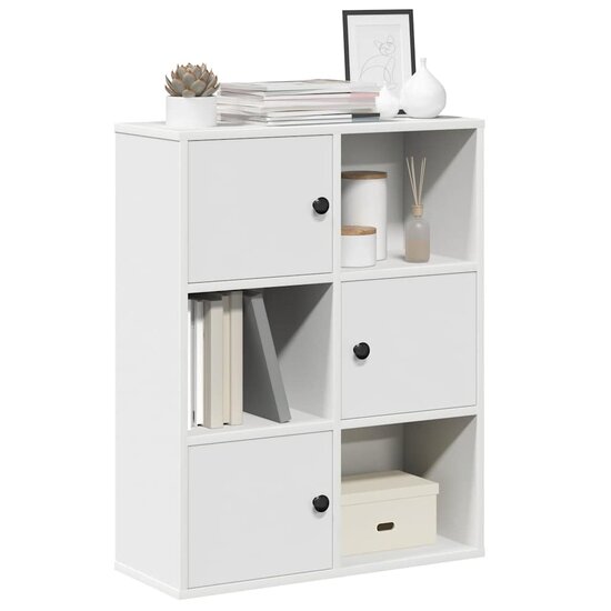 Boekenkast 60X24X76,5 Cm Bewerkt Hout Wit 60 cm 76.5 cm