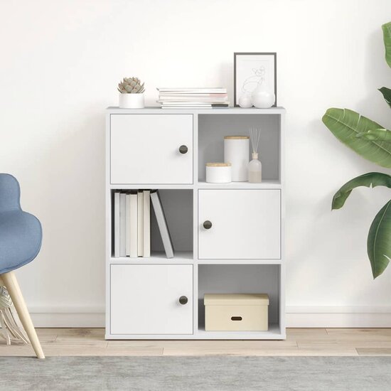 Boekenkast 60X24X76,5 Cm Bewerkt Hout Wit 60 cm 76.5 cm