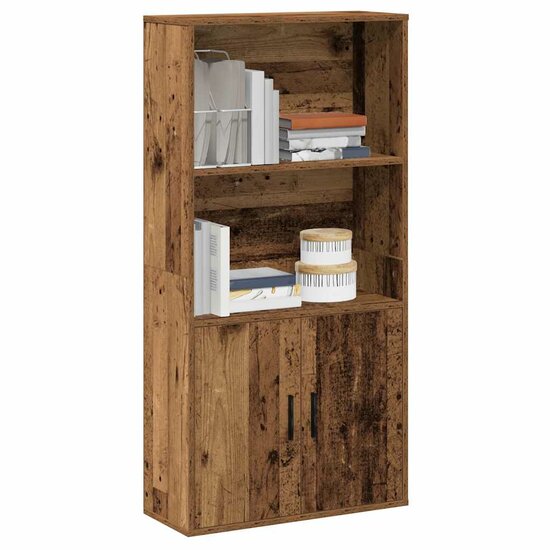 Boekenkast 60X24X Bewerkt Hout Kleurig 120 cm Oud hout