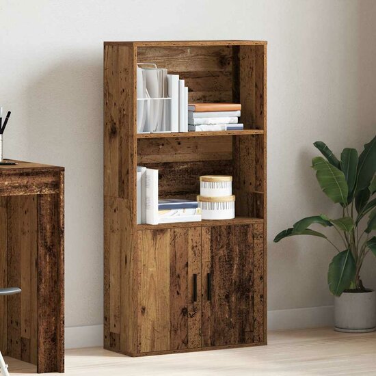 Boekenkast 60X24X Bewerkt Hout Kleurig 120 cm Oud hout