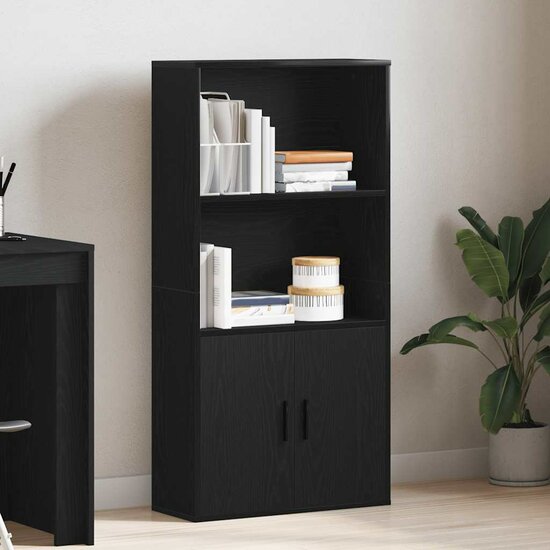 Boekenkast 60X24X Bewerkt Hout Eikenkleurig 120 cm Zwart