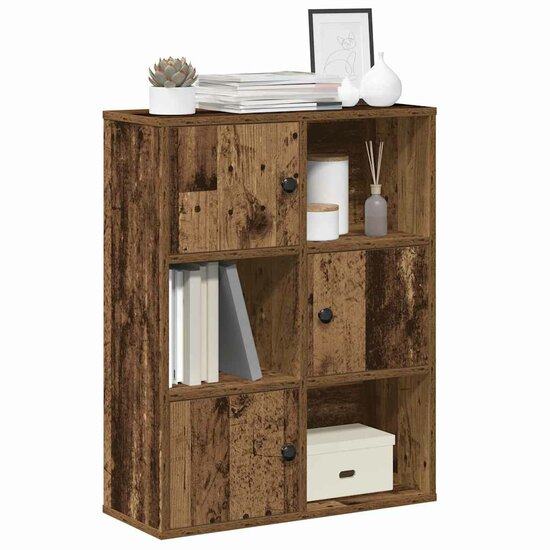 Boekenkast 60X24X76,5 Cm Bewerkt Hout Kleurig Oud Hout 60 cm 76.5 cm