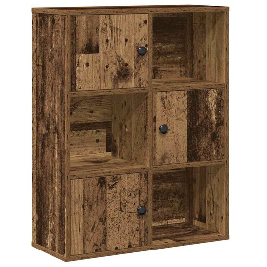 Boekenkast 60X24X76,5 Cm Bewerkt Hout Kleurig Oud Hout 60 cm 76.5 cm