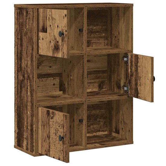 Boekenkast 60X24X76,5 Cm Bewerkt Hout Kleurig Oud Hout 60 cm 76.5 cm