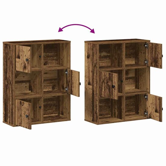 Boekenkast 60X24X76,5 Cm Bewerkt Hout Kleurig Oud Hout 60 cm 76.5 cm