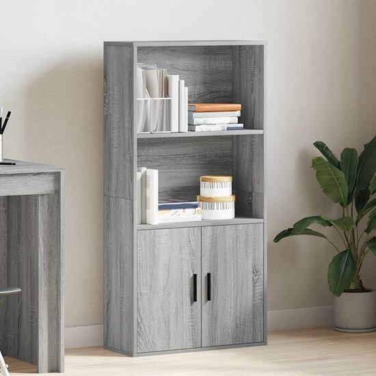 Boekenkast 60x24x120 cm bewerkt hout grijs sonoma eikenkleurig