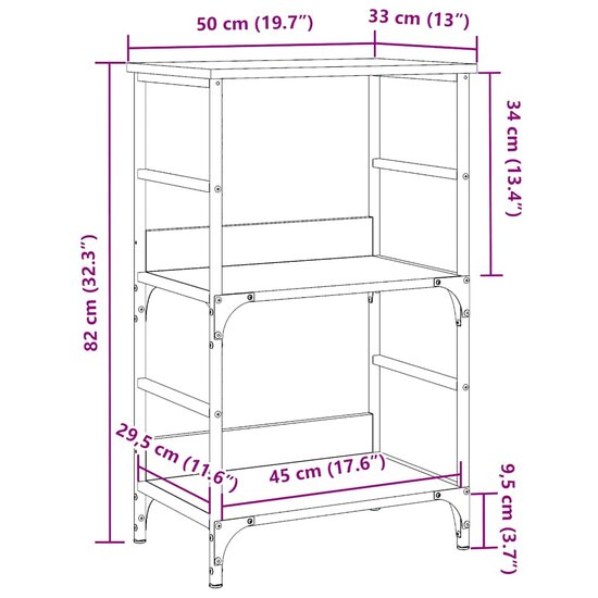 Boekenkast 50X33X Bewerkt Hout Kleurig 82 cm Oud hout