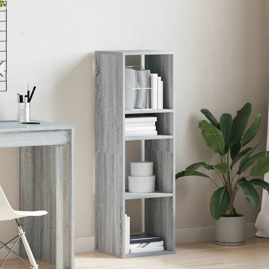 Boekenkast 34x31x112 cm bewerkt hout grijs sonoma eikenkleurig