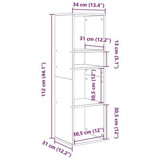 Boekenkast Bewerkt Hout Kleurig 34 x 31 x 112 cm Sonoma eiken