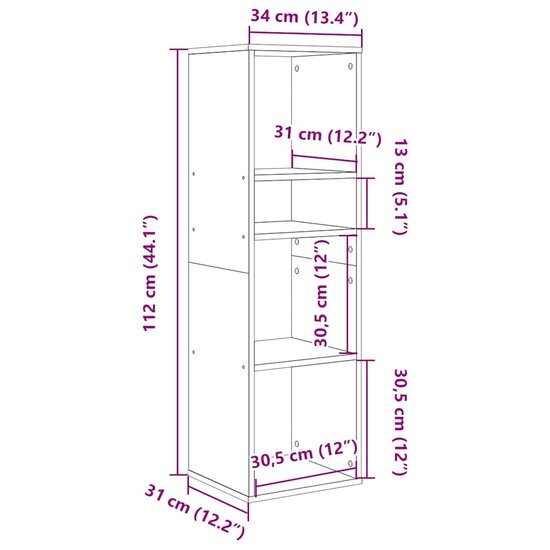 Boekenkast Bewerkt Hout Kleurig 34 x 31 x 112 cm Gerookt eiken