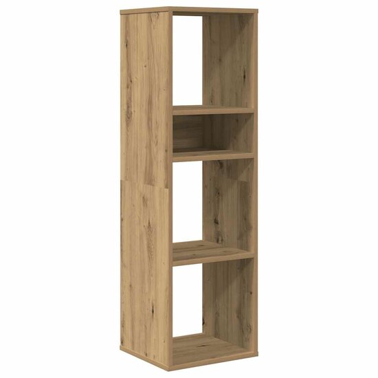 Boekenkast Bewerkt Hout Artisanaal Eikenkleur 34 x 31 x 112 cm artisanaal eikenkleurig