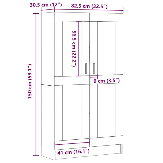 Boekenkast 82,5X30,5X Bewerkt Hout Artisanaal Eikenkleur 150 cm artisian oak