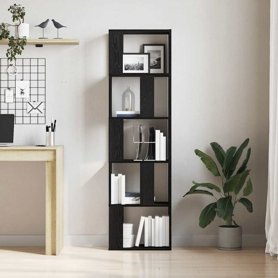 Boekenkast/Scheidingsscherm Spaanplaat Kleurig Zwart eiken