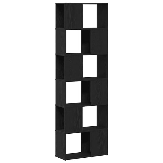Boekenkast/Kamerscherm 60X24X186 Cm Zwart Eikenkleurig Lichtgrijs
