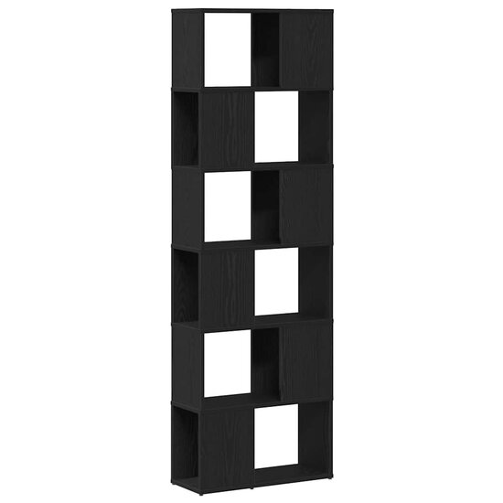 Boekenkast/Kamerscherm 60X24X186 Cm Zwart Eikenkleurig Lichtgrijs
