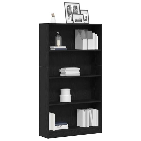 Boekenkast 4-Laags Spaanplaat Kleurig 80 x 24 x 143 cm Zwart eiken