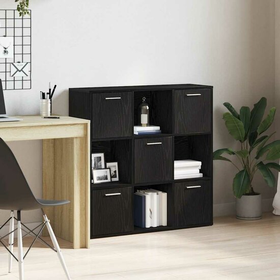 Boekenkast 90X28X90 Cm Bewerkt Hout Kleur Zwart eiken