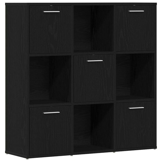 Boekenkast 90X28X90 Cm Bewerkt Hout Kleur Zwart eiken