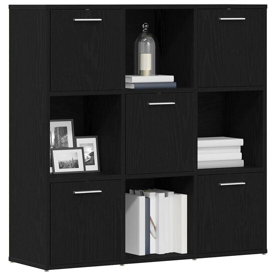 Boekenkast 90X28X90 Cm Bewerkt Hout Kleur Zwart eiken