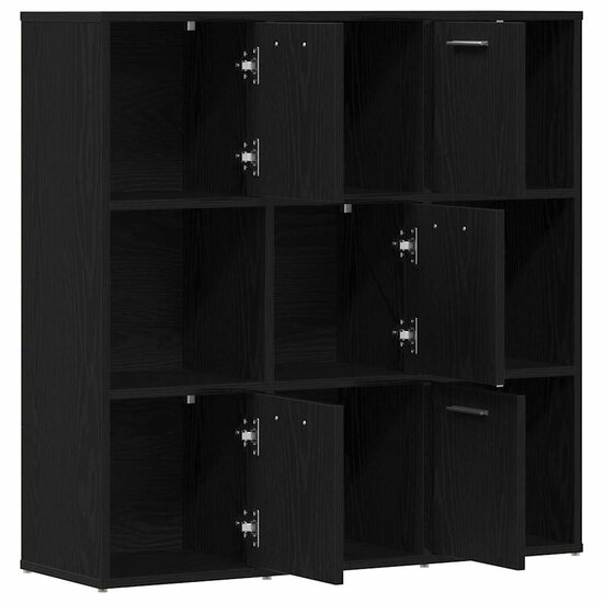 Boekenkast 90X28X90 Cm Bewerkt Hout Kleur Zwart eiken