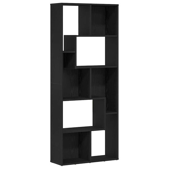 Boekenkast 67x24x161 cm bewerkt hout zwart eikenkleurig