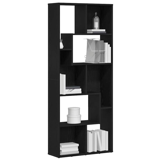 Boekenkast 67x24x161 cm bewerkt hout zwart eikenkleurig