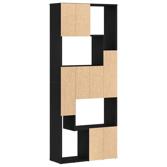 Boekenkast 67x24x161 cm bewerkt hout zwart eikenkleurig