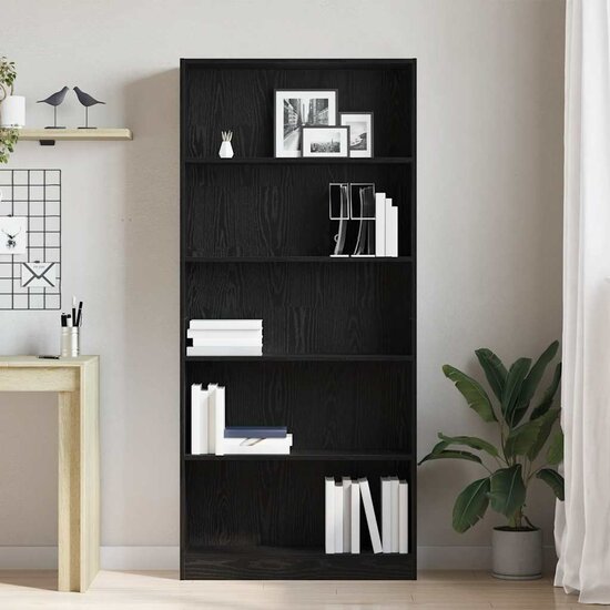Boekenkast 80X24X Spaanplaat Kleurig Zwart Eiken 80 cm 176 cm