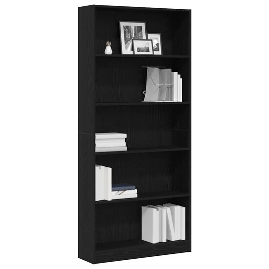 Boekenkast 80X24X Spaanplaat Kleurig Zwart Eiken 80 cm 176 cm