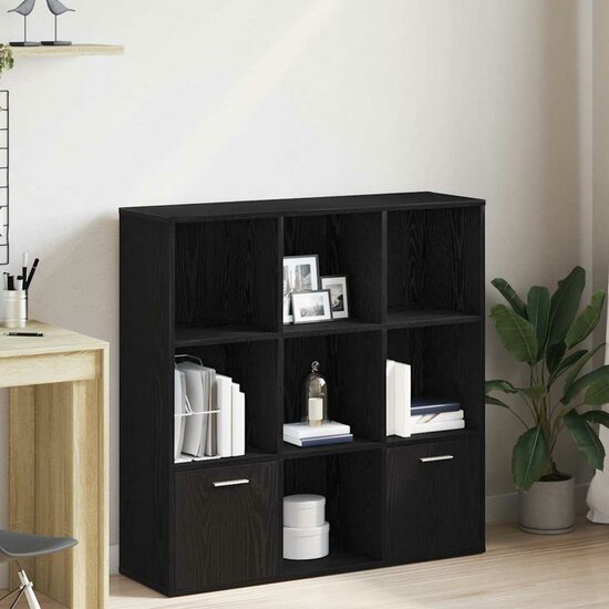Boekenkast 98X29X97,5 Cm Bewerkt Hout Kleur Zwart eiken