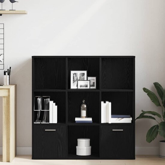 Boekenkast 98X29X97,5 Cm Bewerkt Hout Kleur Zwart eiken