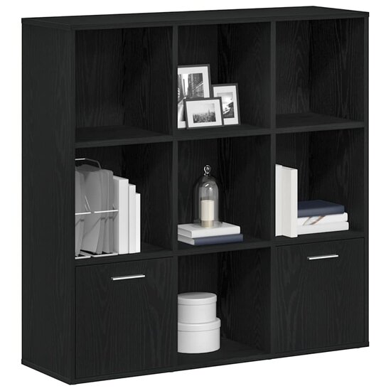 Boekenkast 98X29X97,5 Cm Bewerkt Hout Kleur Zwart eiken