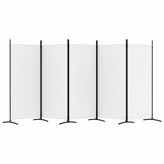 Kamerscherm met 5 panelen 433x180 cm stof wit