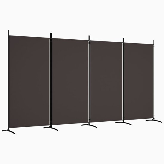 Kamerscherm met 4 panelen 346x180 cm stof bruin